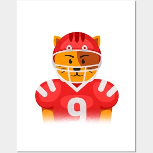 American Football Cat NFL Superbowl Red Posters and Art